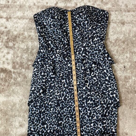 BCBG GENERATION Cheeta Print Cocktail mini Dress BLACK, blue, white SZ 4 in EUC - Picture 12 of 14